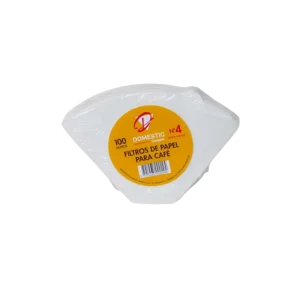 Filtros Papel Domestic Nro 4 Cafetera Electrica X 100 Blanco